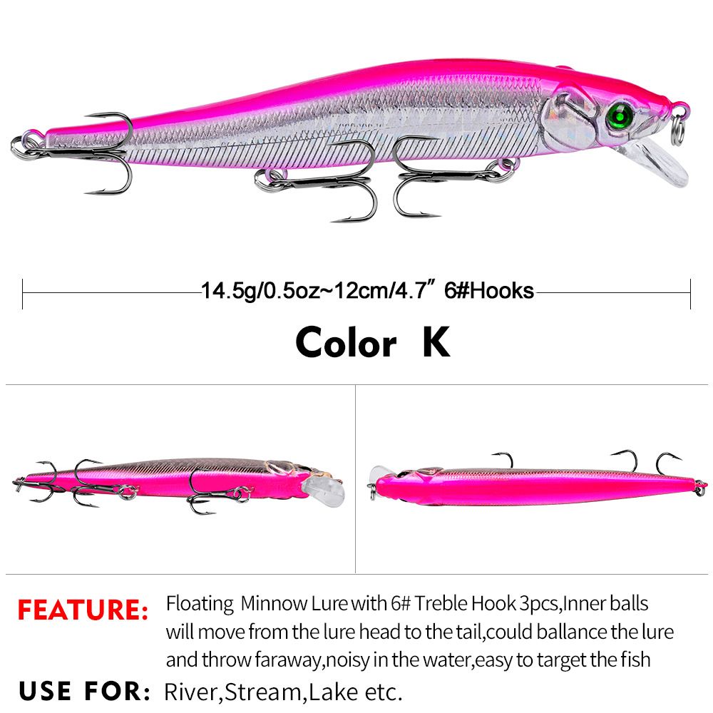 Jindian Minnow Sea Lure Industrial Printing Simulation Hard Fishing Bait Length 11.94cm/14.47g DW403_desvips.com