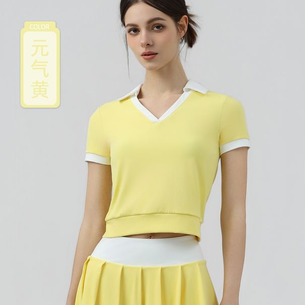 Yoga Running Sportswear, Short-sleeved Polo Shirt, Golf Wear, Badminton Casual Tennis Fitness Wear_desvips.com
