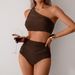 2025 New One Shoulder Swimsuit Women's European And American Cross Border Quick Drying Split Sexy Bikini Swimsuit Bikini Wholesale_desvips.com