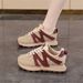2025 Fashion Sneakers Jogging Shoes Women's Artificial PU Splicing Low Top Lace-Up Non-Slip Wear-Resistant Running Shoes_desvips.com