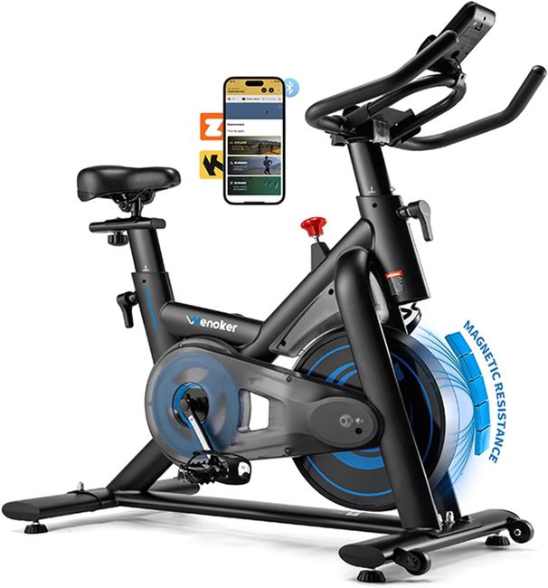 Wenoker Heimtrainer Fahrrad Mit App, Leises Ergometer Hometrainer Fahrrad Mit Magnetwiderstand,Bis 160KG_desvips.com