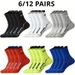 6/12 Pairs Men's Middle Tube Solid Color Letter Print Breathable Sweat Absorbent Autumn Winter Sports Socks For Couples_desvips.com