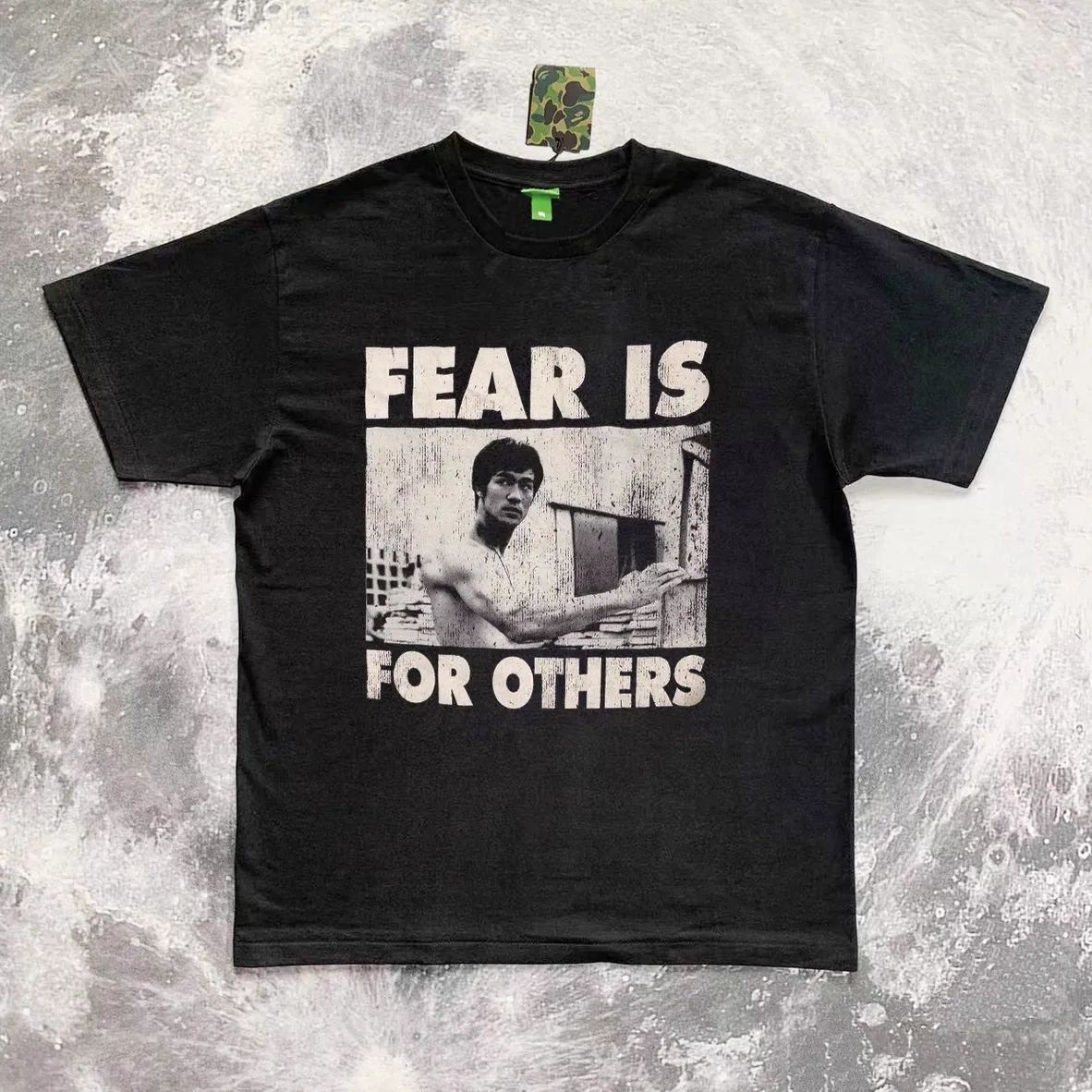 Pure Cotton American Washed Action Star Bruce Lee Print Summer Loose Oversize Short Sleeve T Shirt For Men_desvips.com