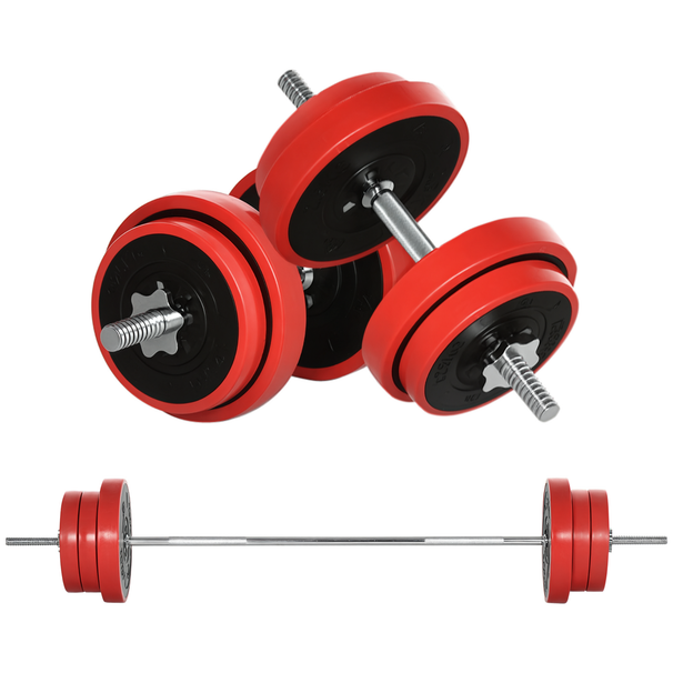 Set Bilanciere E Dischi 65kg Totali Per Workout In , In Metallo, Sabbia Di Ferro E Gomma, Rosso_desvips.com