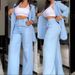 women's casual pink sportswear set loose fit side slit wide leg pants two piece outfit for autumn_desvips.com