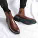 British Style Men's Chelsea BootsLeather Lined Round Toe Low-Heel Ankle Booties Versatile Casual Business Dress Shoes For Work DailyParties Big Sizes_desvips.com