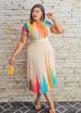 Women's Clothing spring and summer hot style printed short sleeved top half length pleated dress_desvips.com