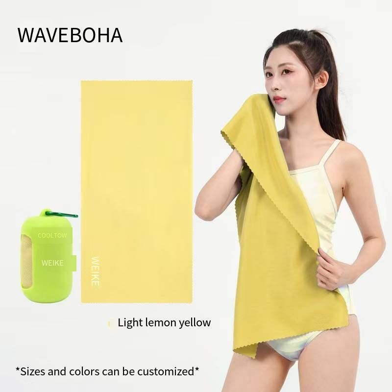Portable Instant Cooling Sports Towel With Carabiner Silicone Container, Fast Cooling Ice Towel, Lightweight Quick Dry Sweat Towel For Fitness Travel_desvips.com