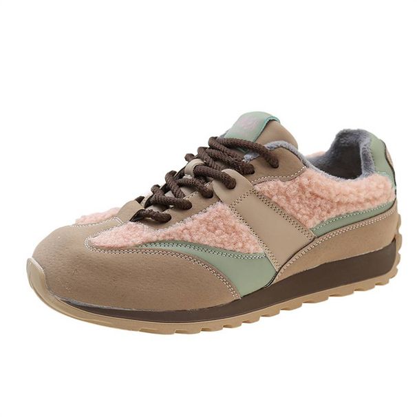 Ruoji Plush Sports Thick Soled German Training 2025 New Autumn Warm Cotton Shoes Women's Winter Waffle Shoes_desvips.com