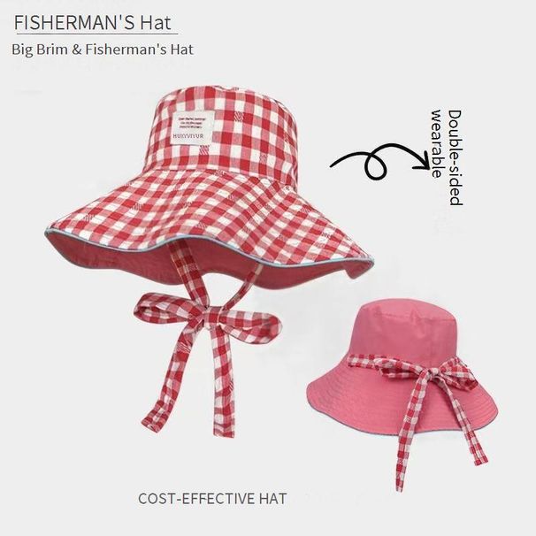 Women's Wide Brim Bucket Hat - UPF50+ Reversible Plaid Design With Adjustable Drawstring Summer Sun Hat For Beach/Travel_desvips.com