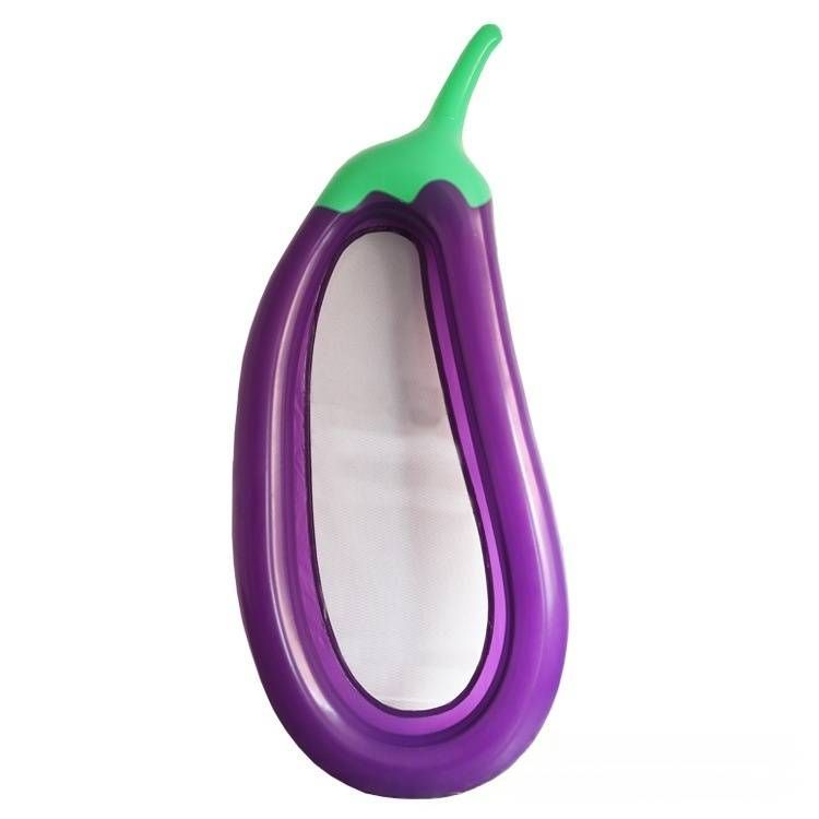 Eggplant Pool Float - Oversized Inflatable Lounger With Net & Foldable Design, Thickened PVC For Adults_desvips.com