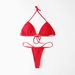 Women's Sexy Small Chest Gathered Halter Three-Point Fashion Letter Drawstring Bikini Vacation Swimsuit_desvips.com