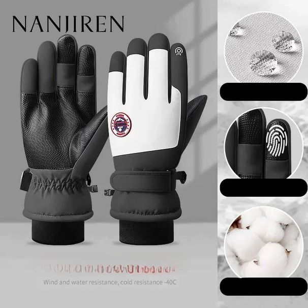 Nanjiren Winter For Men, Fleece-Lined, Thickened, Warm, Cold-Proof, Waterproof, Windproof, Touchscreen, Outdoor Cycling_desvips.com