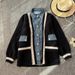 Women's Clothing Denim splicing two piece cardigan sweater jacket _desvips.com