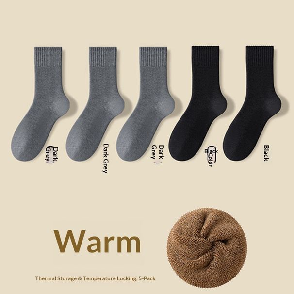 Terry Socks Men's Cold-resistant And Warm Thickened Socks High-elastic Mid-tube Socks(5 Pairs/10 Pairs)_desvips.com
