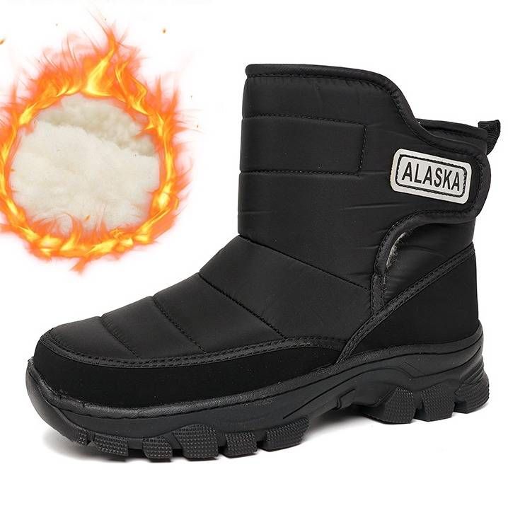 Unisex Winter Snow Boots With Fleece Lining - Waterproof Rain Fabric Upper, Anti-Slip Rubber Sole, Thermal Insulated For Outdoor & Casual Wear_desvips.com