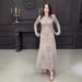 Women's Clothing solid color round neck slim fit long sleeve high waist long skirt suit for women_desvips.com