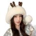 Lei Feng Cold-Proof Outdoor Japanese Style Warm Plush Ear Protection Fleece-Lined Autumn Winter Deer Antlers Women_desvips.com