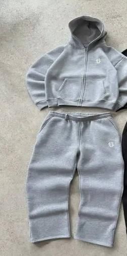 2027 Fashion Tracksuits Women/Men's Long Sleeve Zipper Hooded Sweatshirts + Elastic Waist Sweatpants Embroidery Two-Piece Casual Sport Sets S-3XL_desvips.com