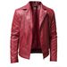 Men's PU Leather Jacket Men's Stand Collar Punk Motorcycle Leather Jacket_desvips.com