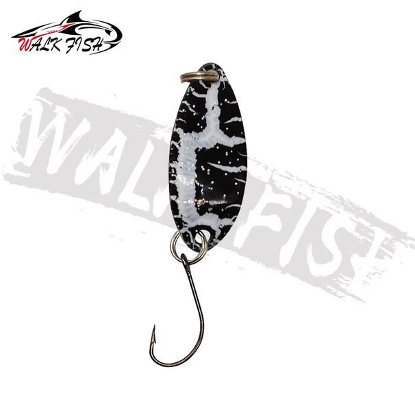 WALK FISH 1Pcs 3g 3.2cm Metal Fishing Lure Sequined Colored Spoon-shaped Artificial Hard Baits White Striped Trout Freshwater_desvips.com