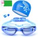 Swimming Caps HD Anti Fog Swimming Goggles For Men And Women Large Frame Electroplated Swimming Goggles With Swimming Cap_desvips.com
