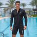 Half Zipper Long Sleeve Sun Protection Adult Swim Trunks Men's Breathable Swimsuit Diving Suit Set_desvips.com