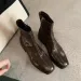 Genuine Leather Heels Thick Soles Square Toe Women Short Zippered Design Casual Fashion Versatile Slim Boots 4.5CM_desvips.com