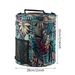 Blue Printed Yarn Storage Bucket Bag 600D Oxford Fabric Round Knitting Organizer With Leaf Pattern Handmade Crochet Tote For Craft Supplies_desvips.com