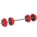 Set Di Manubri Pesi 2 In 1 Da 20kg, Dischi Con Rivestimento In Plastica Antigraffio, Rosso E Nero_desvips.com