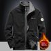 Men's Heavyweight Fleece Jacket - Windproof Winter Coat With Relaxed Fit, Available In Plus Sizes (Black, Navy, Charcoal, Khaki, Red)_desvips.com
