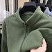 Autumn Winter Stand Collar Zipper Double-Sided Fleece Sweatshirt Korean Style Solid Color Casual Inner Layer Base Shirt_desvips.com