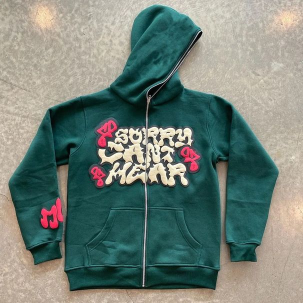 2025 European And American Foreign Trade Y2K Letter Print Cardigan Sweatshirt, Street Fashion Full-face Long Zipper_desvips.com