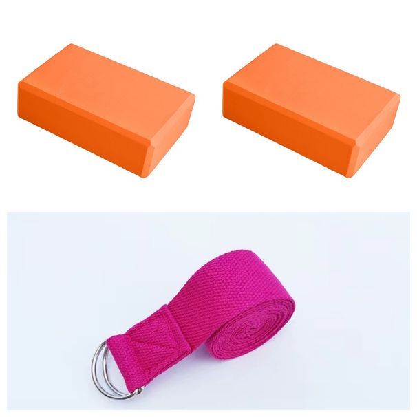 Yoga Belt Dance Auxiliary Soft Open Exercise Brick Stretch Three-piece Combination Practice Home_desvips.com