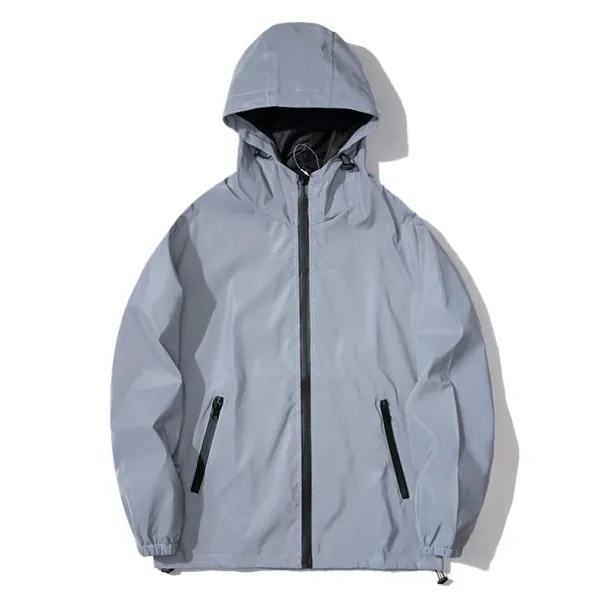 NEW SIZE Night Reflective Jackets Double Fabric Windbreaker Hooded Jacket Men Hip Hop Dancer Waterproof Zipper Coats_desvips.com