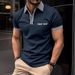 001 European And American Cross-Border Summer Short Sleeve Button Color Block Men's Sports Polo Shirt_desvips.com