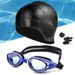 Anti-fog Silicone Swimming Glasses ++ Silicone Ear Protection Swimming Cap + Silicone Nose Clip Earplugs Set_desvips.com