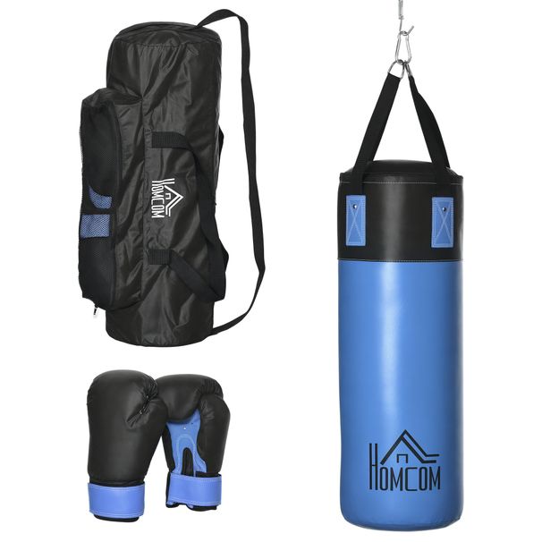 Set Sacco Da Boxe Da Appendere Con Guantoni, Sacco Per Pugilato A 3 Strati Con Borsa Di Trasporto, Blu_desvips.com