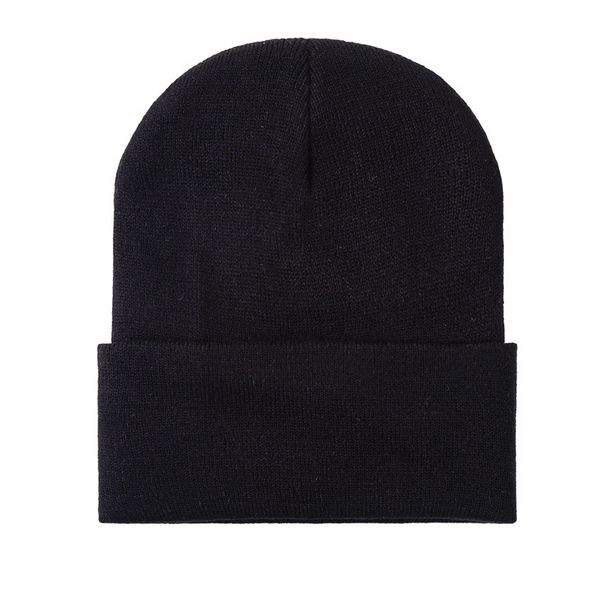 Plain Beanie Cross-Border Rolled Edge Customizable Logo Embroidery Solid Color Ski Pullover Cold Knitted Hat_desvips.com