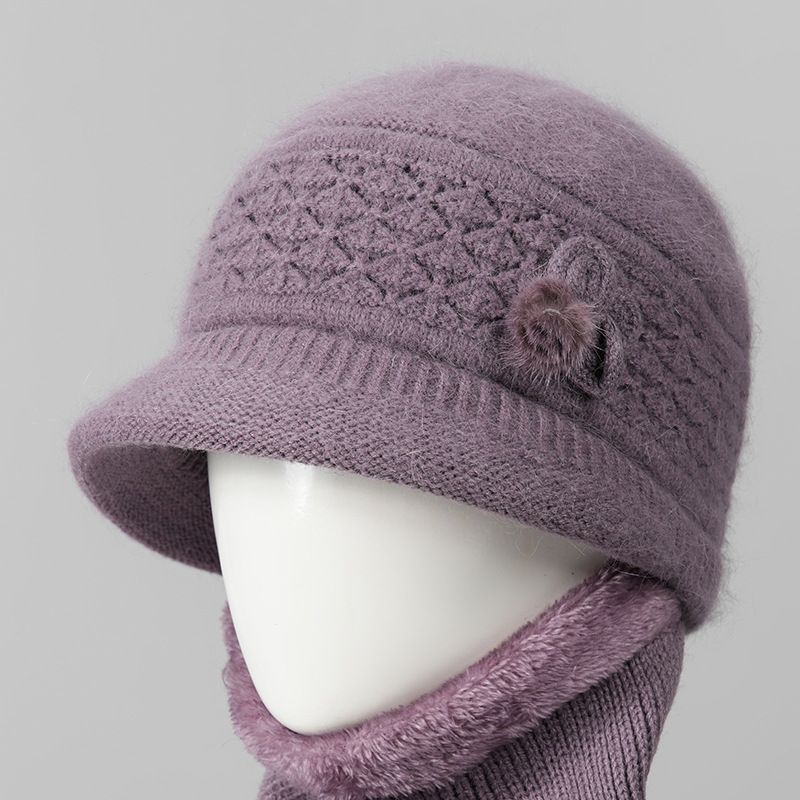 Women Winter Warm With Fleece Thick Knitted Wool For Middle-aged Elderly Mothers And Grandmothers Cotton Hat_desvips.com