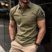 001 Summer In-Stock Cross-Border European American Men's With Turn-Down Collar And Button, Arm Pocket, Sports Polo_desvips.com