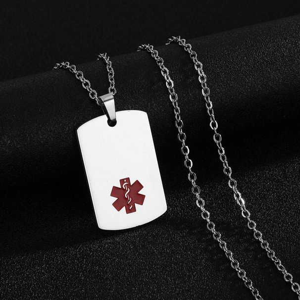 Customized Hot-selling Medical Symbol Snake Staff Dog Tag Gold Pendant Titanium Steel Necklace Hip-hop Personalized_desvips.com