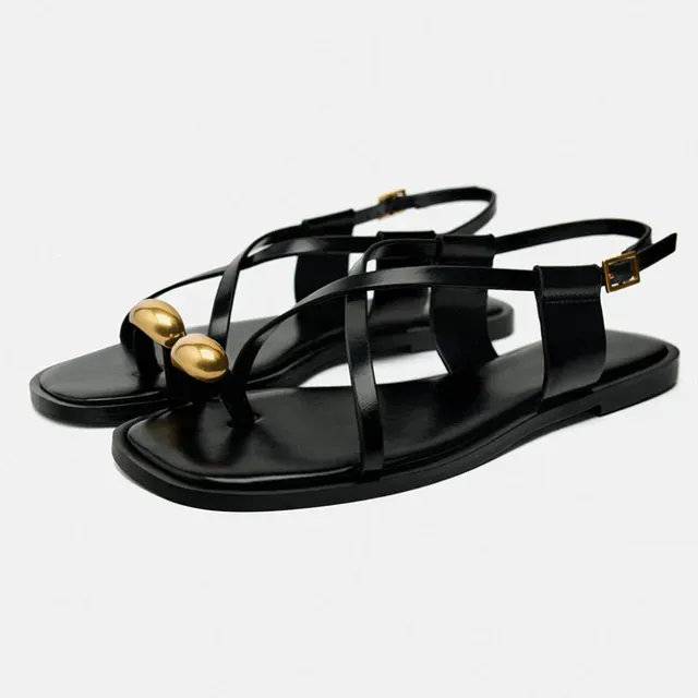 Flat Sandals For Women 2024 Summer - Metal Decor Cross Strap Breathable Ladies Footwear 4 6abeb_desvips.com