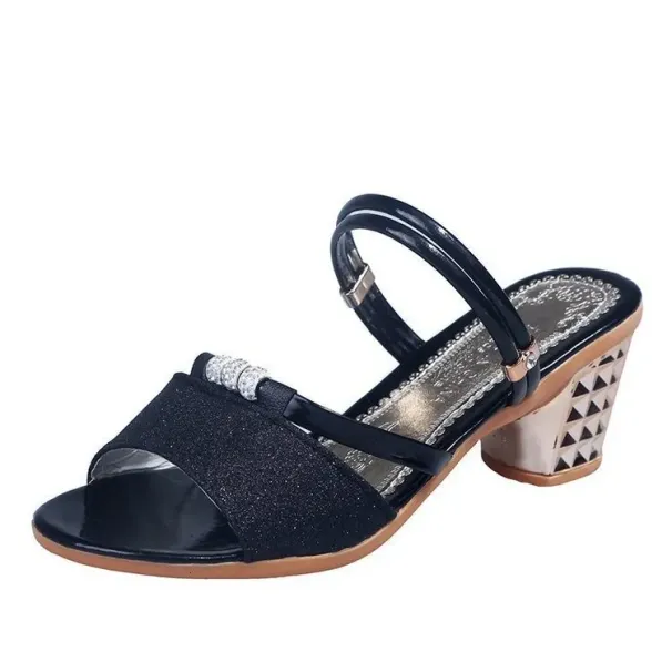 Open Toed Ddmywed Leg Loop Style Buckle Strap Sandal Summer Fish Mouth Dual Purpose External Wear Slippers Medium Heel_desvips.com