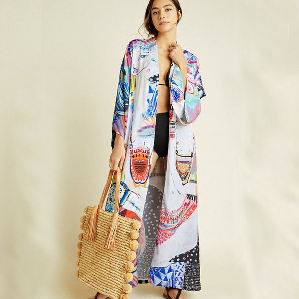 Extended Beach Dress Bikini Cover-up Cardigan Slim Looking Vacation Sun Protection Clothing Swimsuit Blouse Wrap Skirt_desvips.com