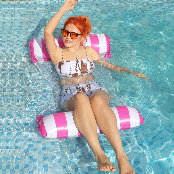 New Water Deck Chair Striped Two-tube Inflatable Hammock Inflatable Water Floating Row Adult Floating Bed_desvips.com