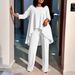 Women's Clothing fashionable temperament large size long sleeved tops wide leg pants suit_desvips.com