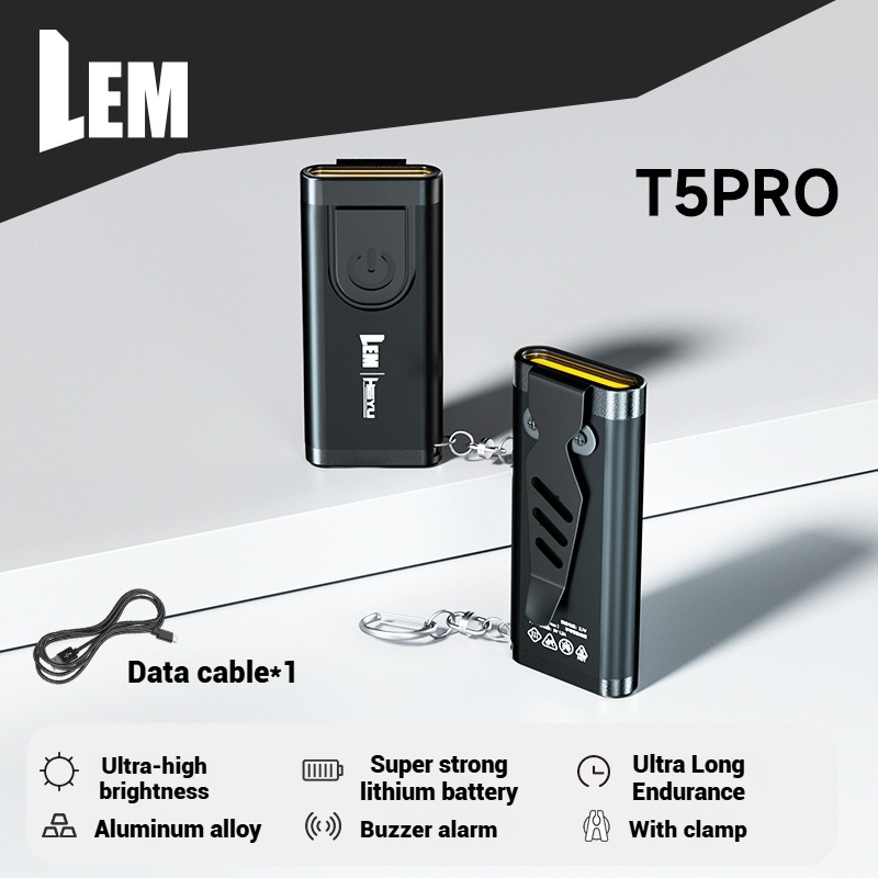 LEM 5W LED Flashlight Rechargeable, Ultra-Light 19g Portable Mini Torch With Keychain & Clamp, 70LM 4 Modes White Light, Multi-use Lamp For Outdoor Ca_desvips.com