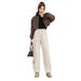 001 3-Proof Casual Women, Loose Straight-Leg Windproof Soft Shell Hiking Pants, Unisex Couple Style, Plus Size Wool Pants_desvips.com