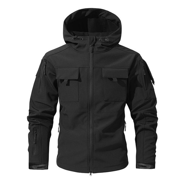 Men's Silent Soft Shell Camouflage Tactical Jacket Waterproof Warm Fleece Hunting Jackets Outdoor Hiking Fishing Hooded_desvips.com